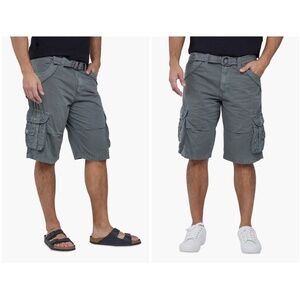 XRay Jeans Belted Double Pocket Bermuda Cargo Shorts Mens size 52 grey green NWT
